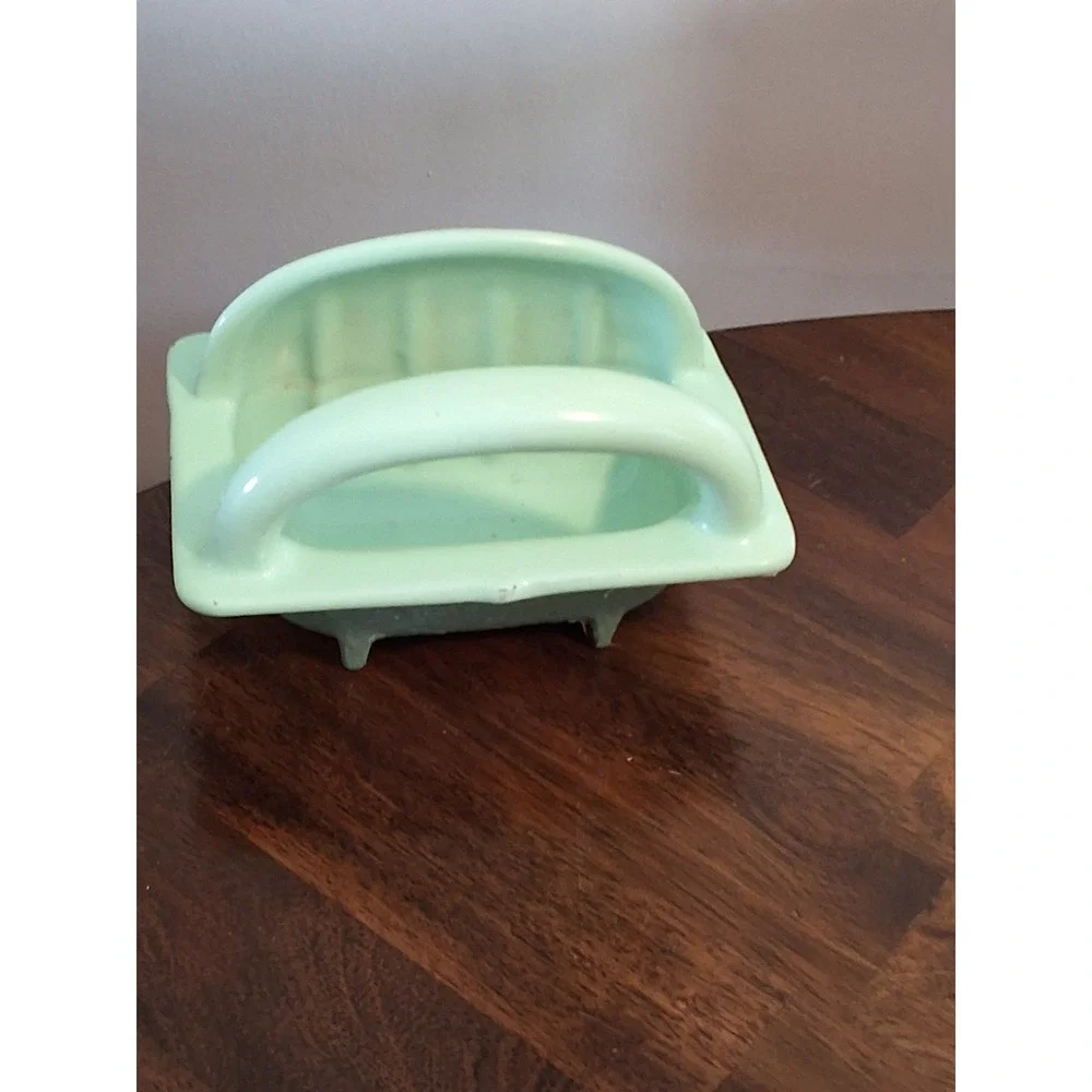 Vintage Enameled Cast Iron Wall Mount Soap Dish With Grab Bar. Heavy Duty!